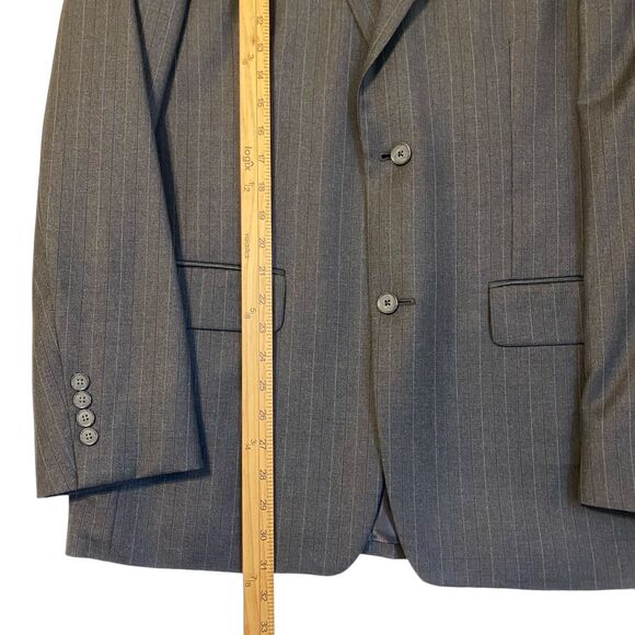 Tasso Elba Macy's Men's Suit 40R Pants 34 Heather Gray Purple Stripe Wool New - Picture 7 of 16